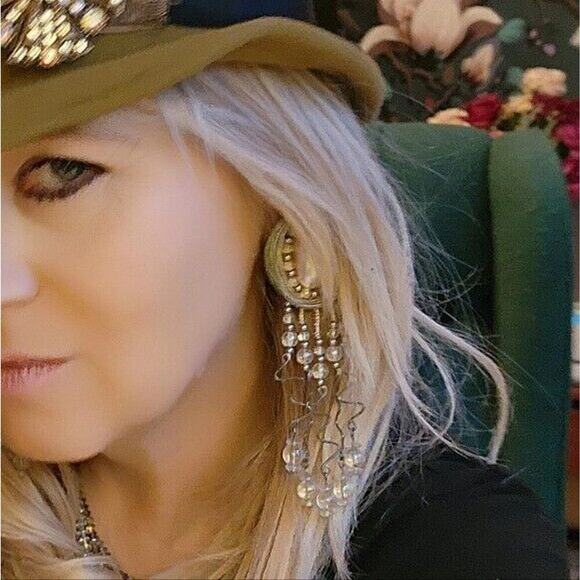 Vintage 70’s Outstanding Rare Silver Tone Pearl Tassel Clip-On Earrings - Unique - Picture 9 of 14